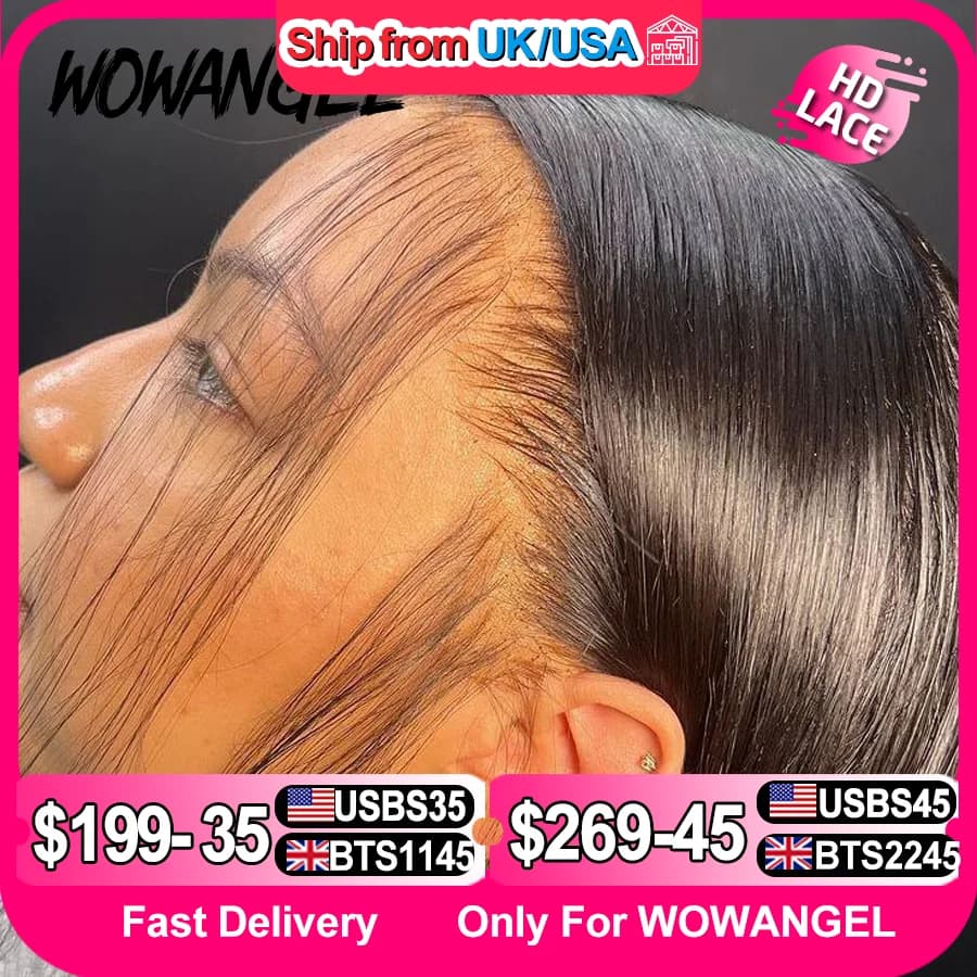 WOW ANGEL HD Lace Frontal Wig 250% 13x6 HD Lace Front Wig Straight Hair Invisible HD Lace Melt Skin HD Lace Front Human Hair Wig image