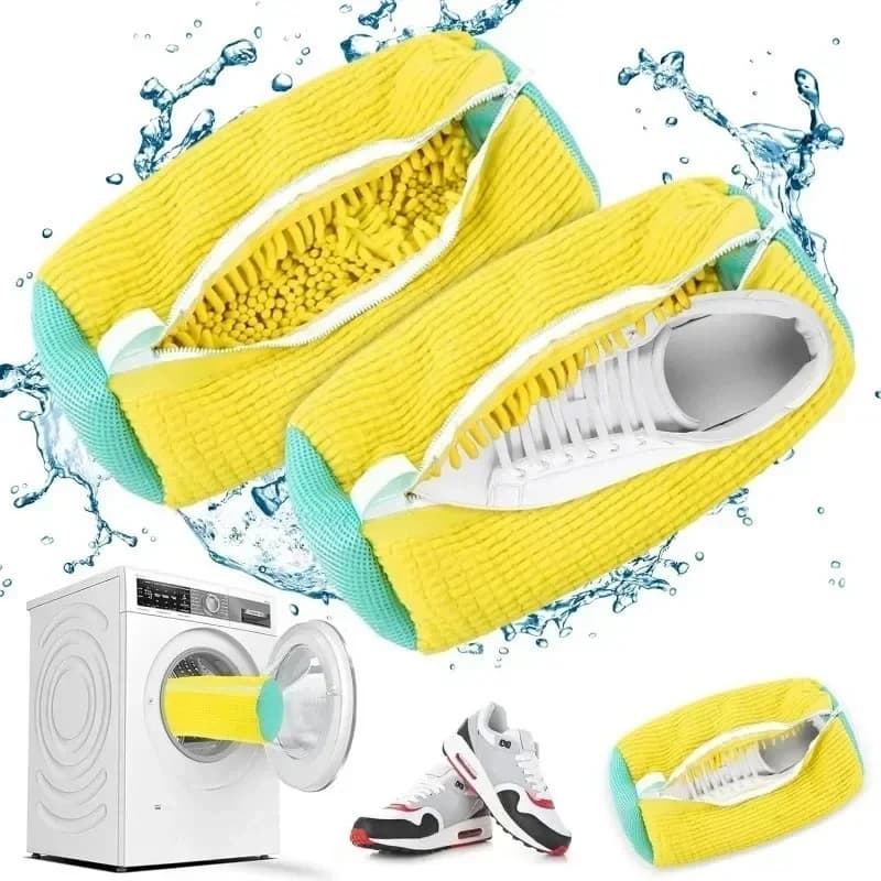 Machine Washable Shoe Washing & Drying Bag with Soft Fiber - Durable Polyester Laundry Protector for Shoes Adjustable Strap image